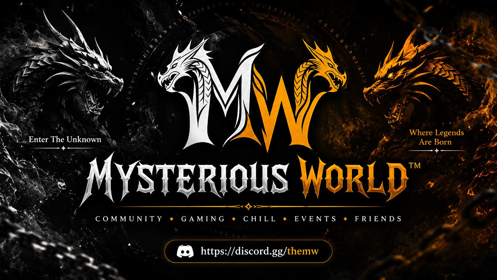 Discovery splash banner for Mysterious World ™ Discord server