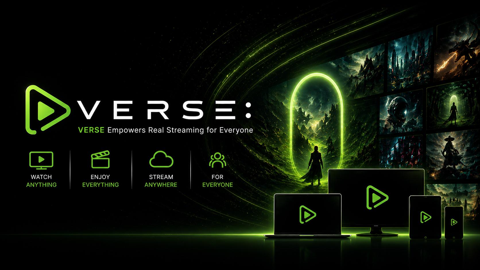 Discovery splash banner for VERSE: VERSE Empowers Real Streaming for Everyone Discord server
