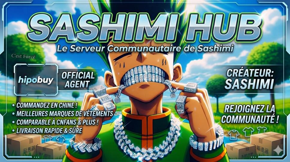 Discovery splash banner for Sashimi Hub Discord server