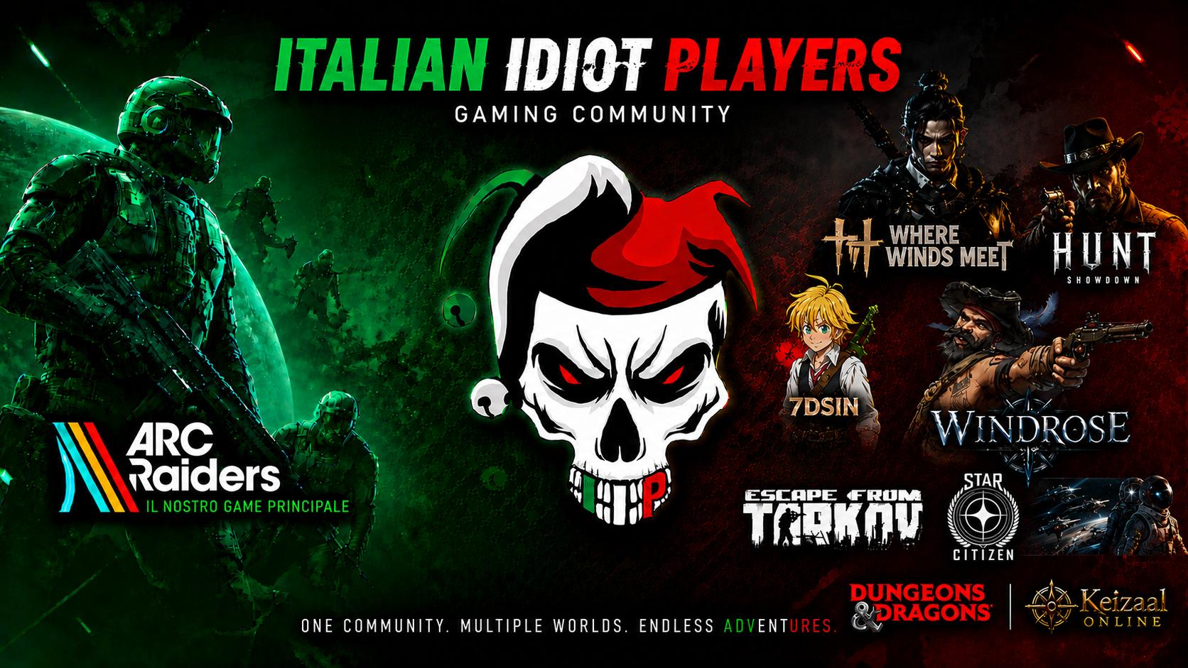Discovery splash banner for | IIP | ARC Raiders - Where Winds Meet - Hunt ShowD - Escape FT - WindRose - StarC - ARMA - D&D - Discord server