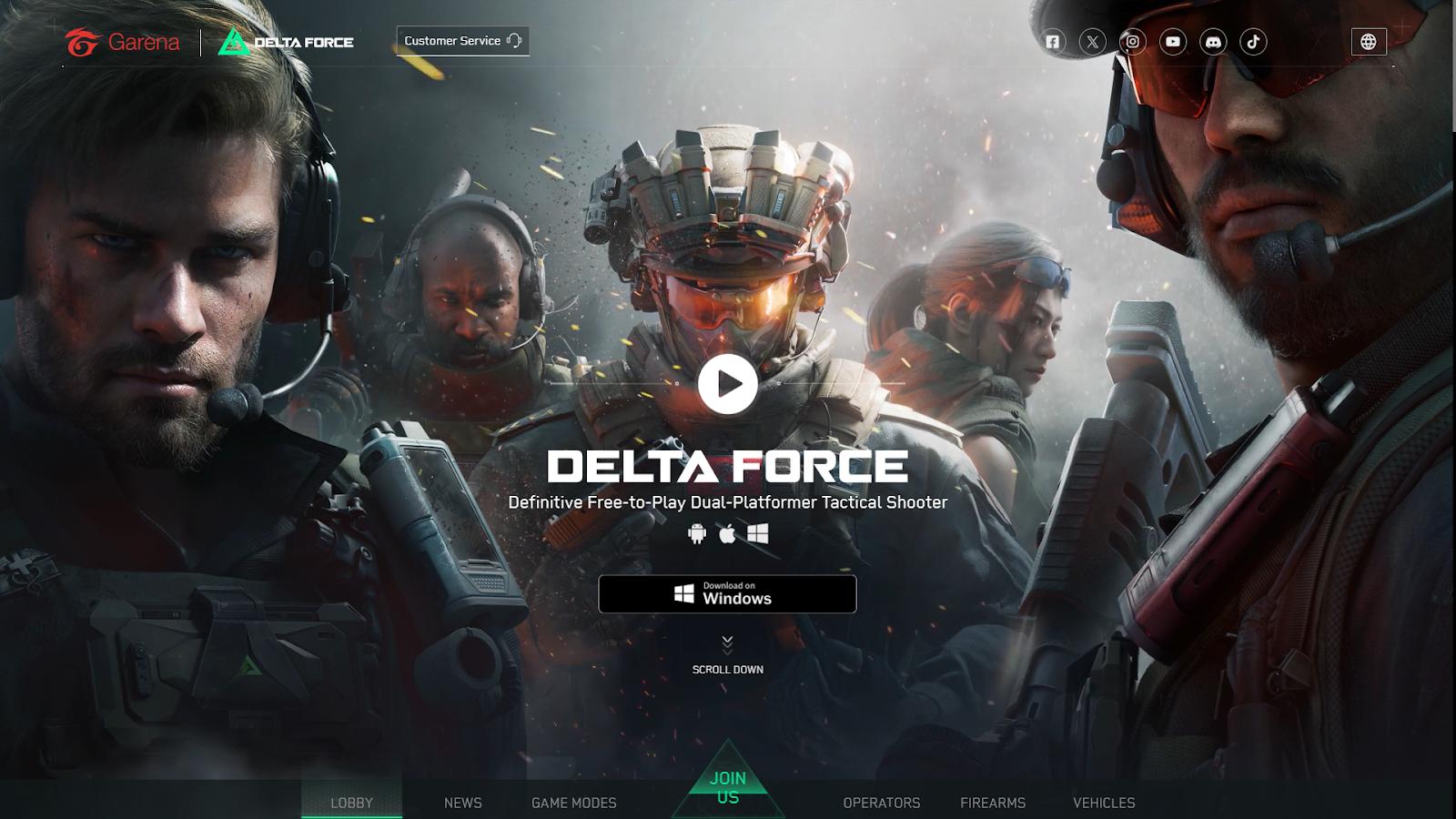 Discovery splash banner for Garena Delta Force SMP Discord server