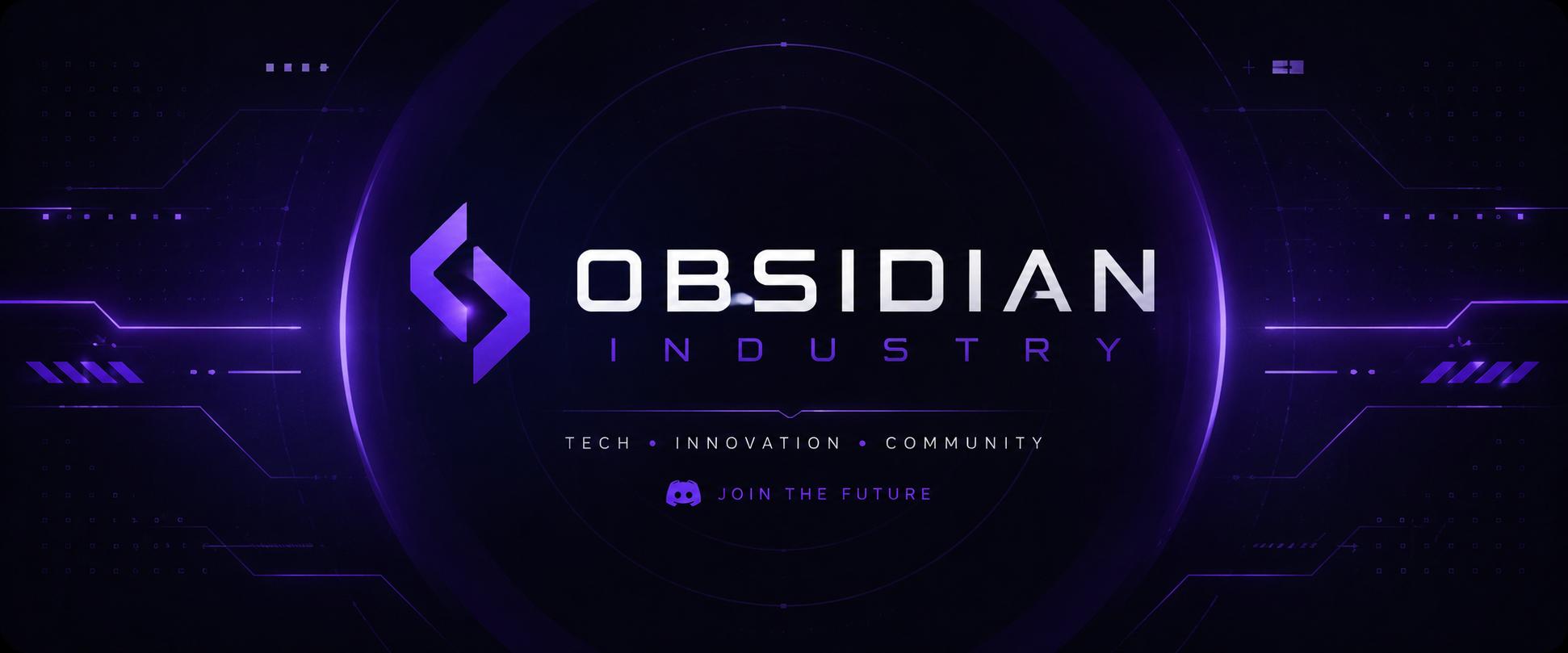 Discovery splash banner for Obsidian Industry Discord server