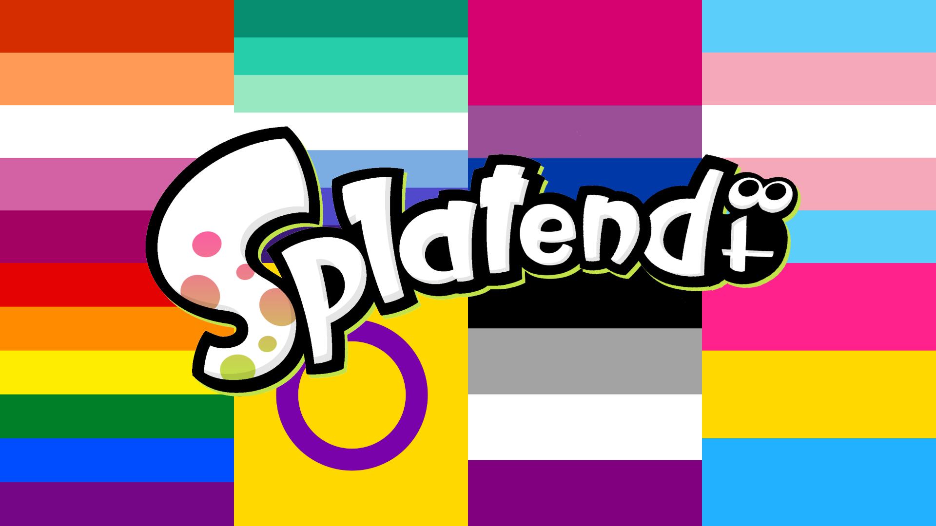 Discovery splash banner for Pridetendo™ (Splatoon 2 + Splatoon 3 + Splatoon Raiders + Nintendo Switch 2) Discord server