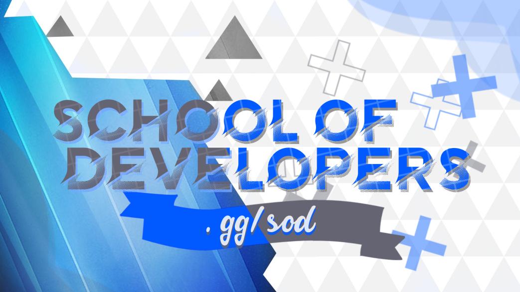 Discovery splash banner for School of Developers 📖 Discord server