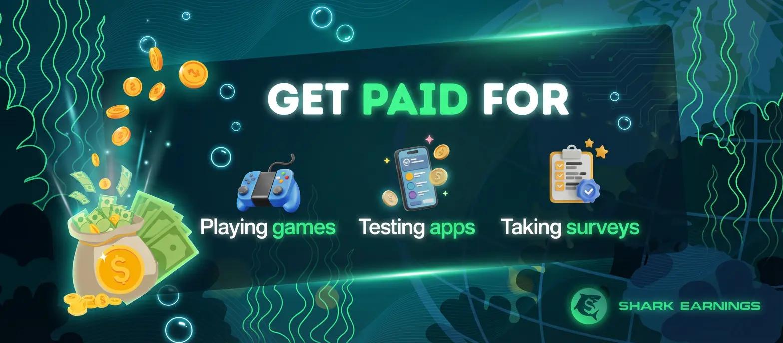 Discovery splash banner for Shark Earnings: Earn Money & Rewards Discord server